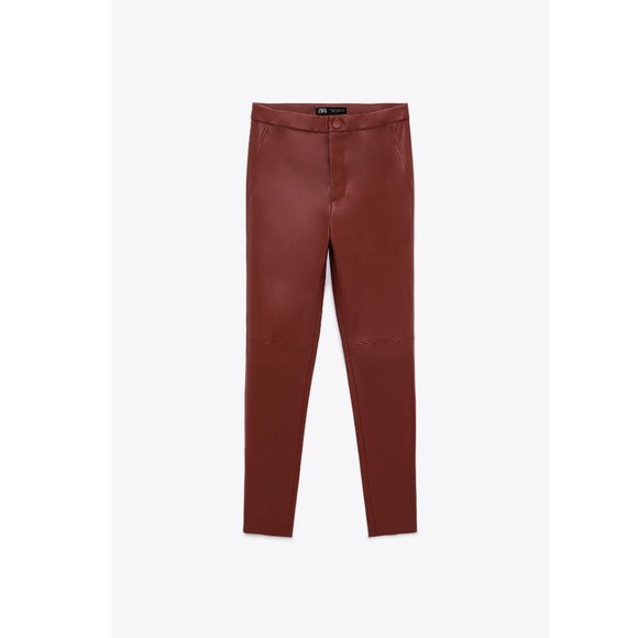 NWT Zara Red Faux Leather Leggings - Picture 6 of 6
